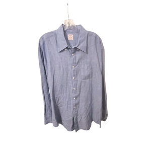 Mens BROOKS BROTHERS All Irish Linen Button Down Long Sleeve Sport Shirt XL Blue